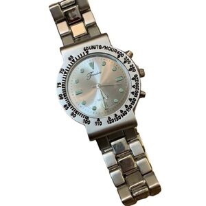 NWOT Fondini Silver Stainless Steel Sub Mariner Round Face Wrist Watch